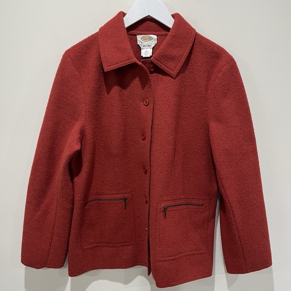 Vtg Talbots Alpaca Wool Blend Button Up Jacket Rust Womens L Classic Outdoor - Picture 2 of 7